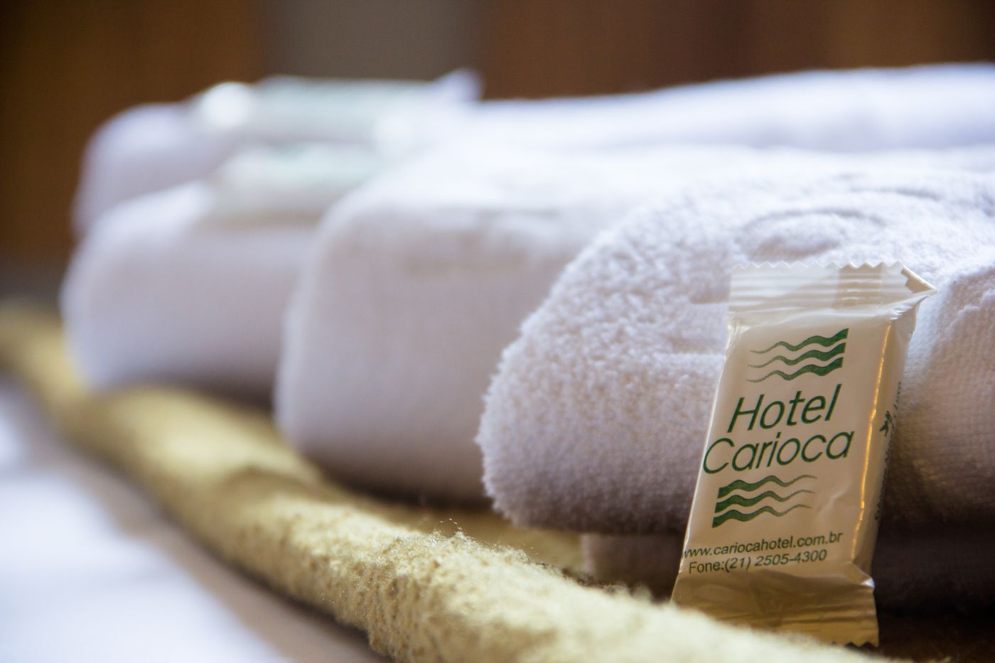Toalhas e amenidades do Hotel Carioca